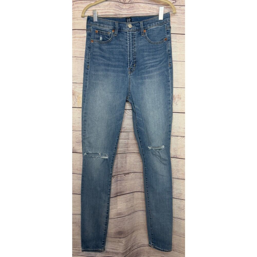 Gap 1969 True Skinny Jeans Size 29T (Tall) Distressed Destruct Wash